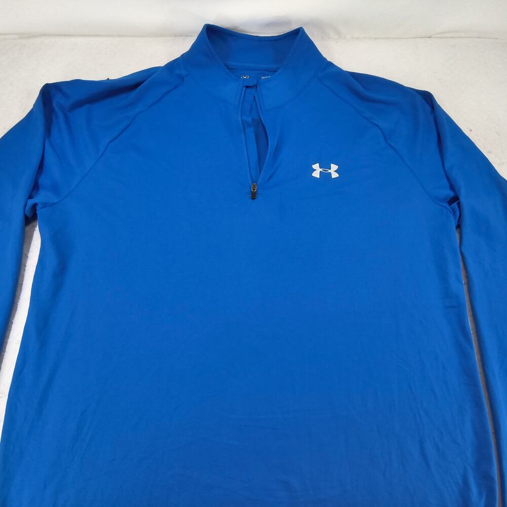 Under Armour Long Sleeve Pullover Sweatshirt Mens Size Large Blue White